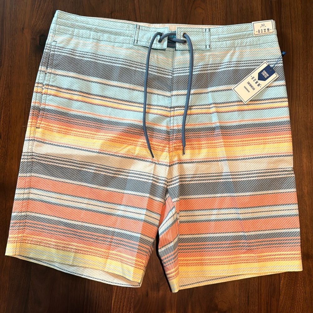 ROWN striped board shorts Tags on